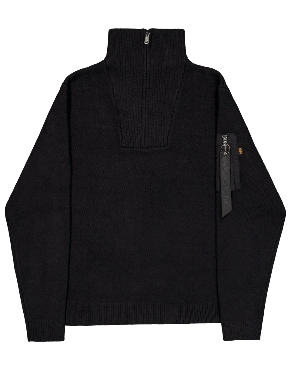ALPHA INDUSTRIES Maglione Troyer con Mezza Zip Nero
