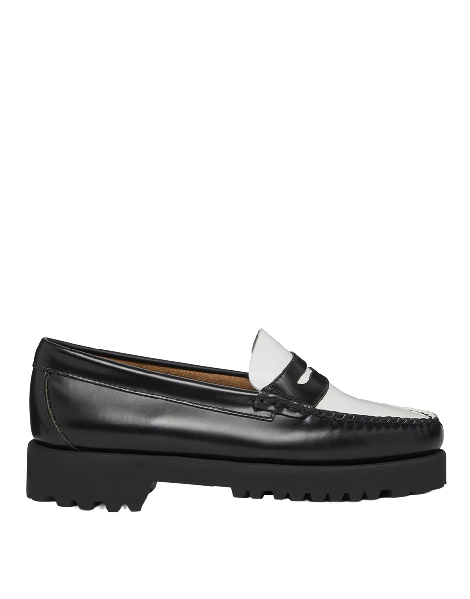 GH BASS Mocassini Penny Weejuns anni '90 in pelle bianca e nera