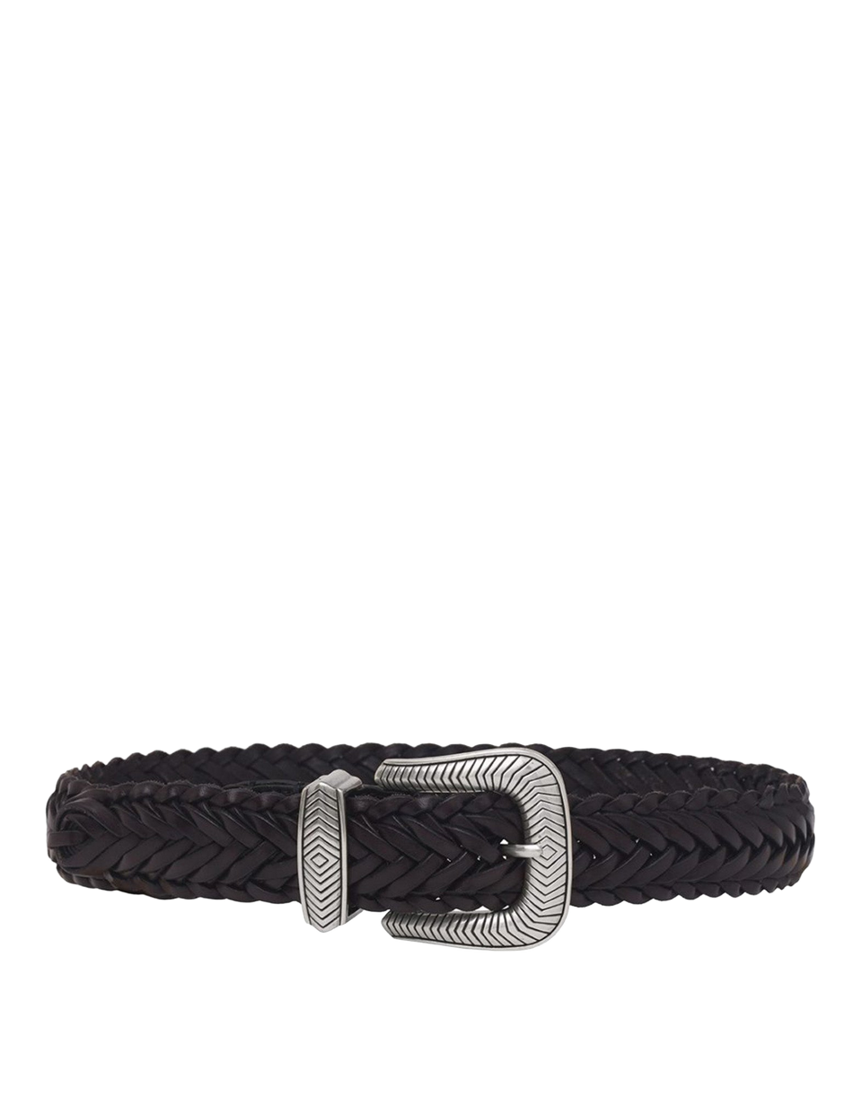 KATE CATE Cintura a Treccia Tex Mex in Pelle Marrone