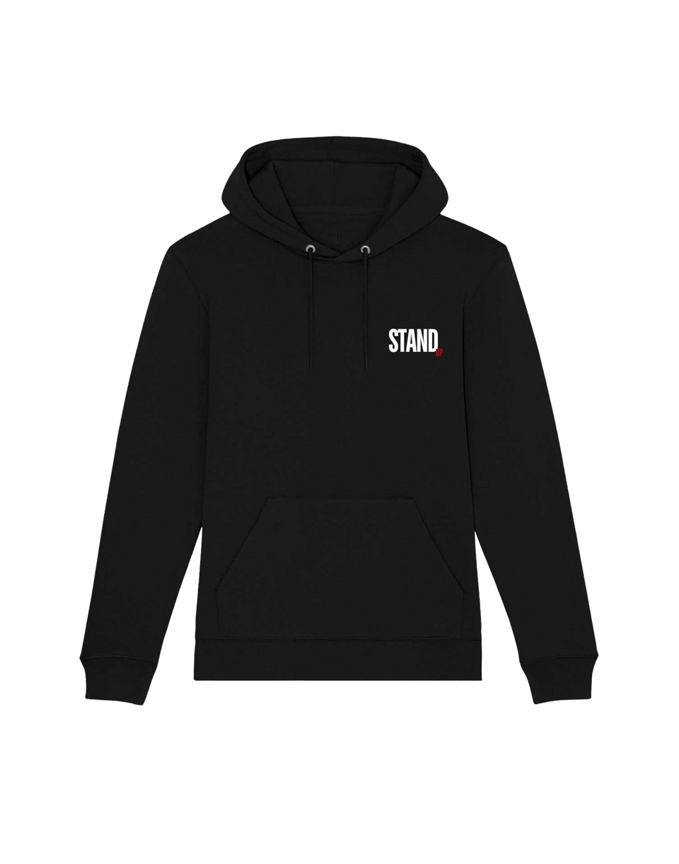 STAND UP Felpa con Cappuccio Black con Stampa