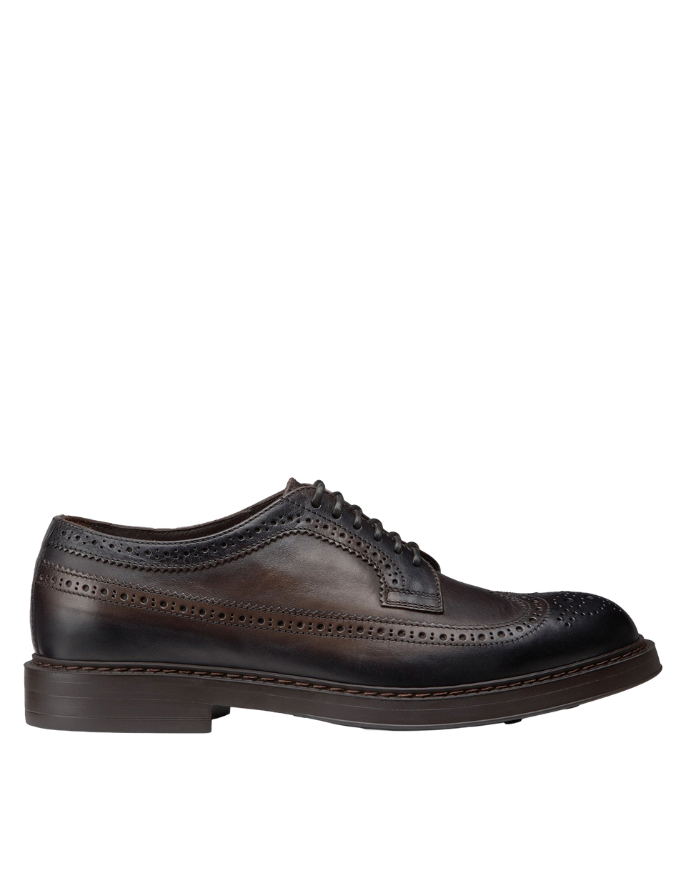 DOUCAL'S Richelieu à bout fleuri en cuir marron foncé