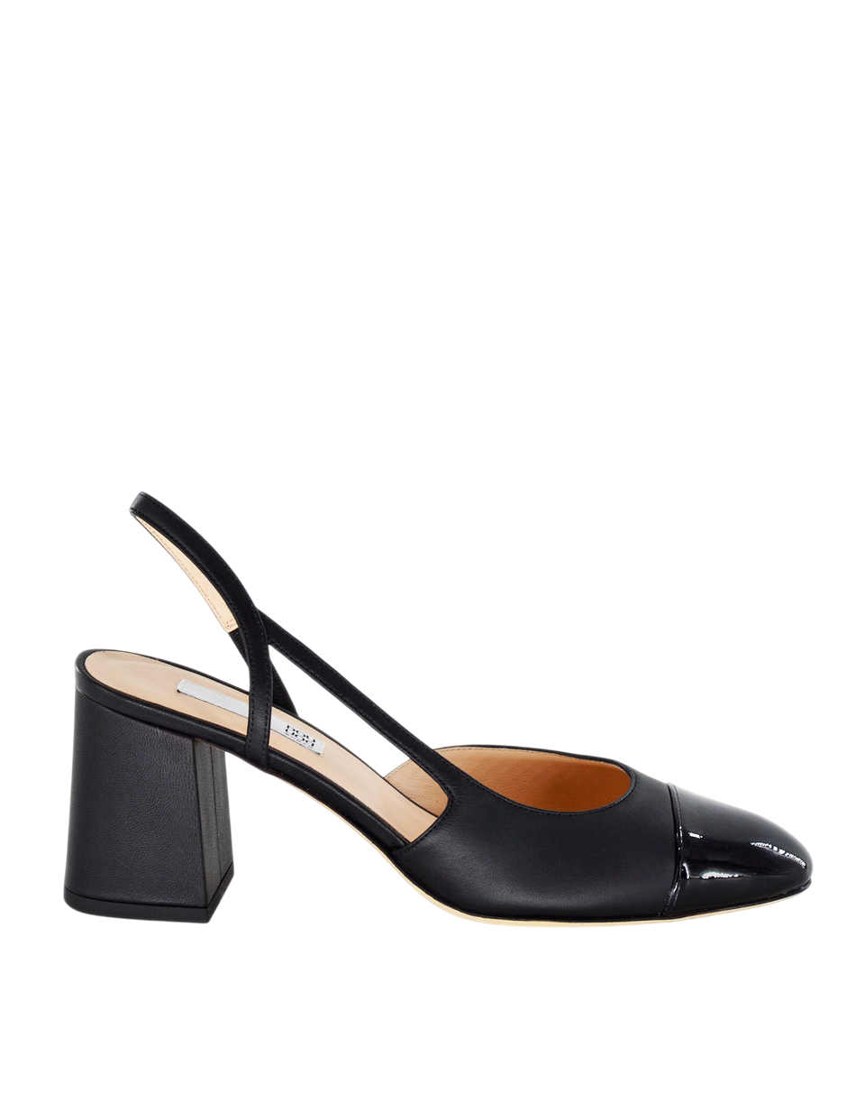 DOUUOD Chanel en cuir nappa à bout verni noir
