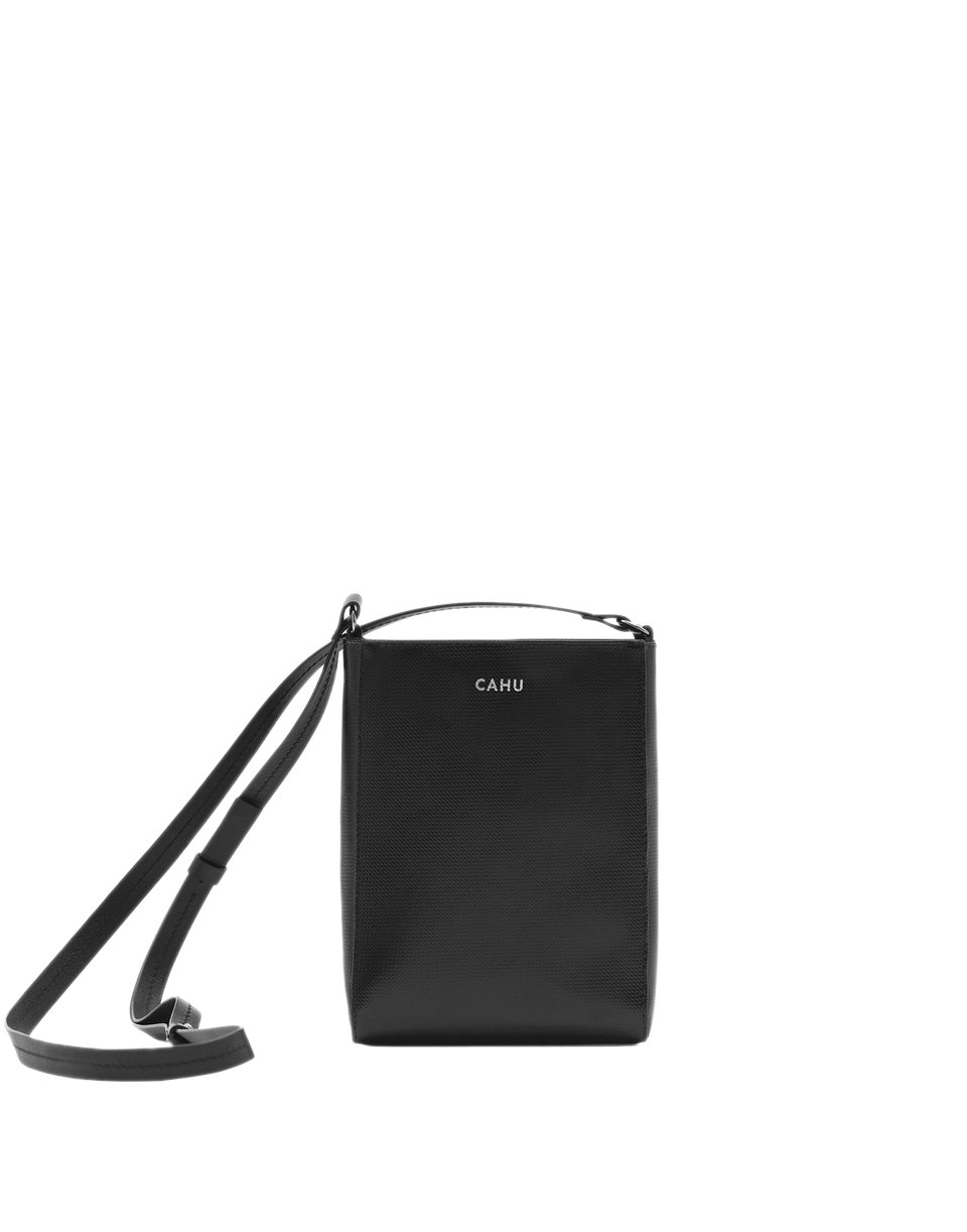 CAHU Sac à Bandoulière Zippé en PVC Noir