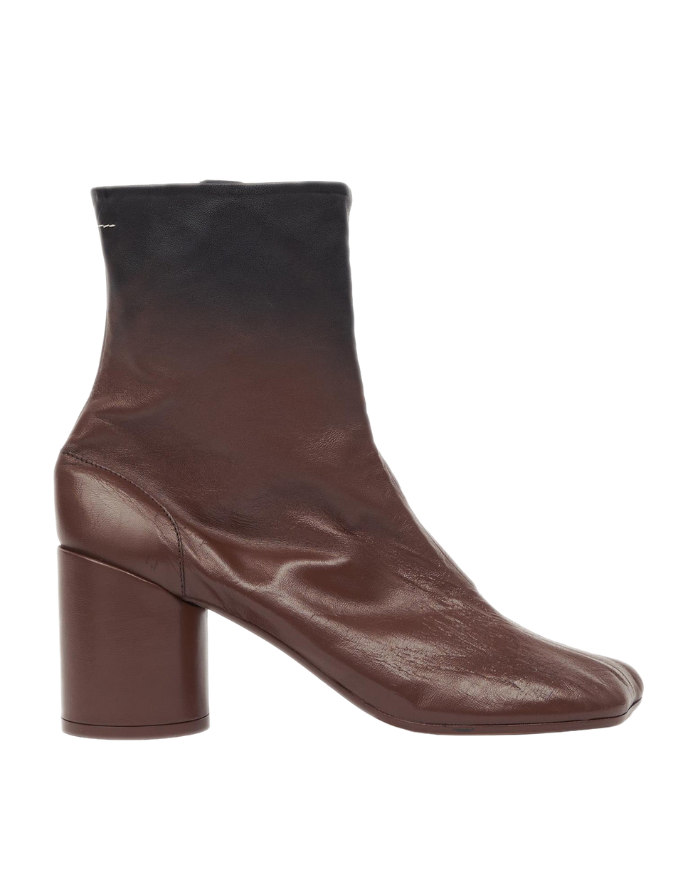 MM6 MAISON MARGIELA Bottines Anatomiques en cuir nappa ganté Noir/Sable