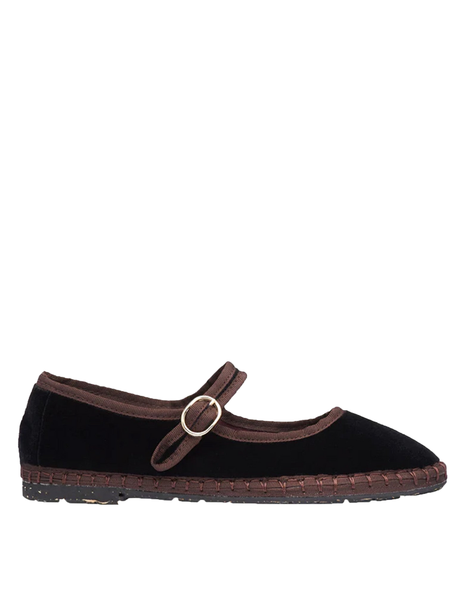 FLABELUS Mary Jane Friulane Sethe en velours noir