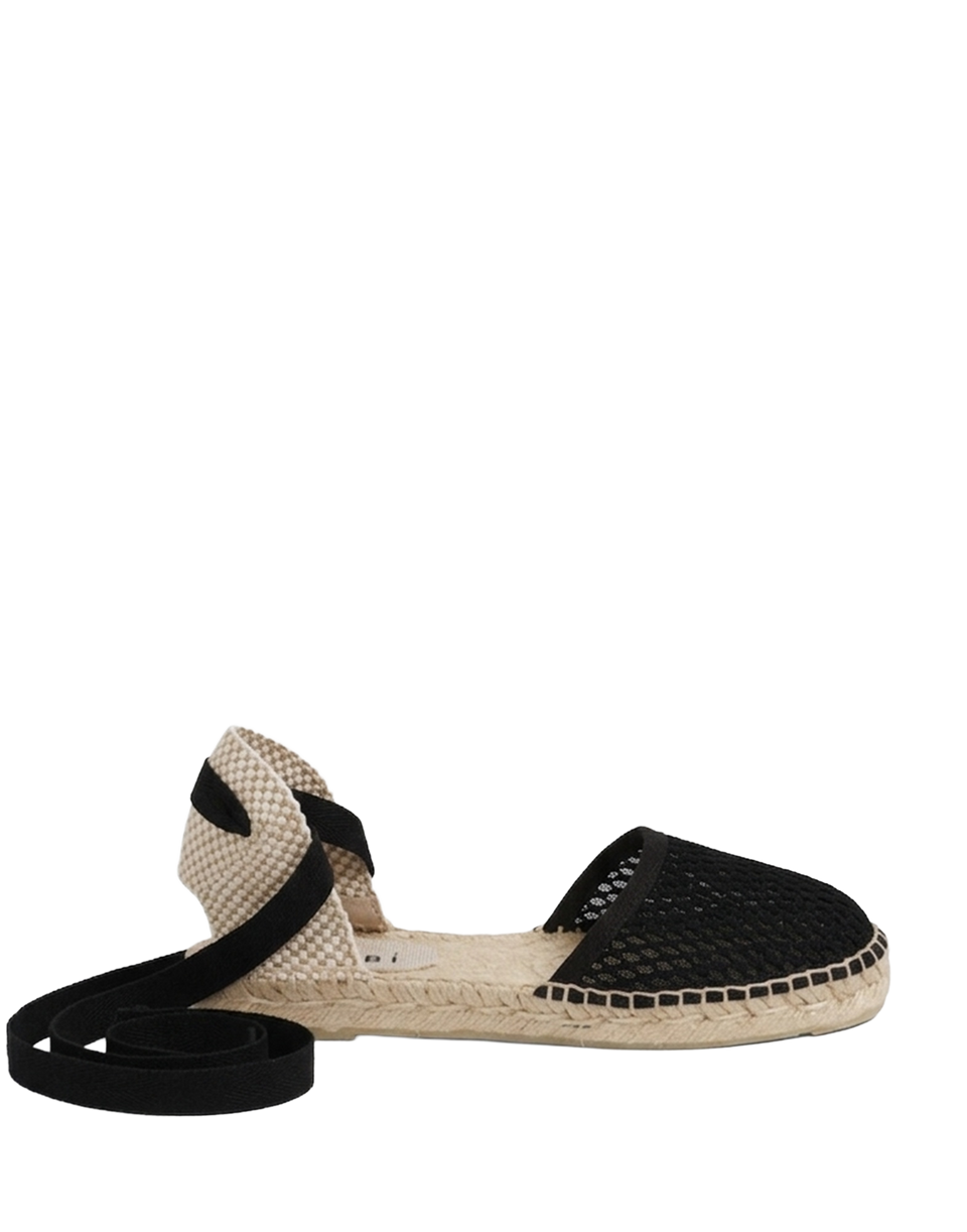 MANEBI Espadrillas Flat Valenciana in Corda Black