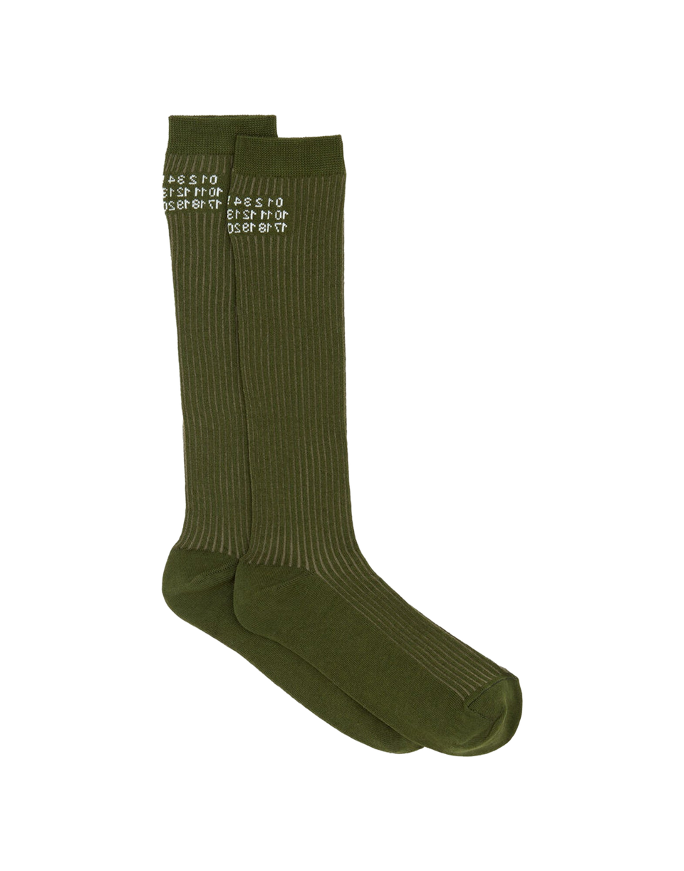MM6 MAISON MARGIELA Calzini al Ginocchio a Costine con Logo Khaki