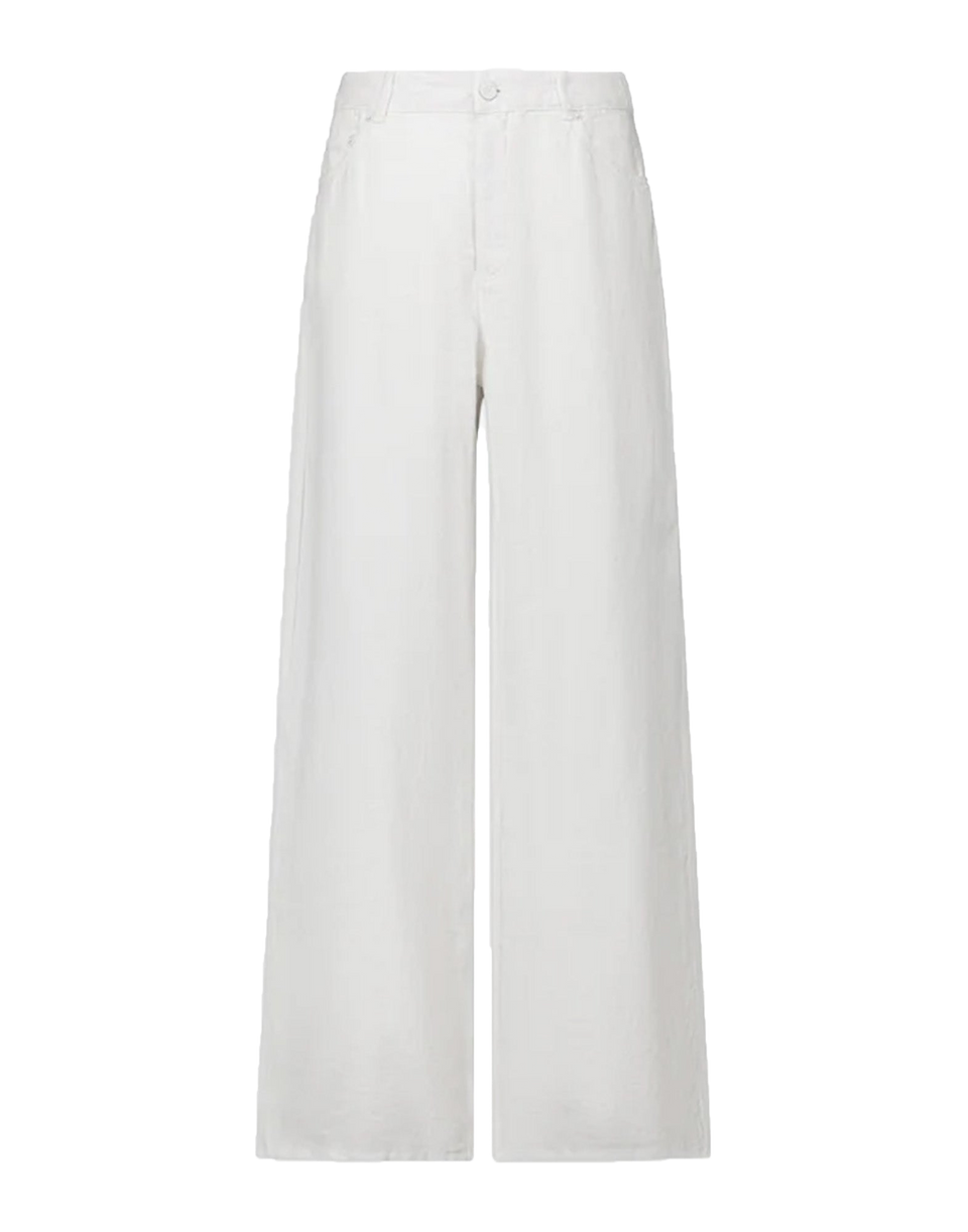 LAURENCE BRAS Jeans in Lino a Gamba Dritta Bianco
