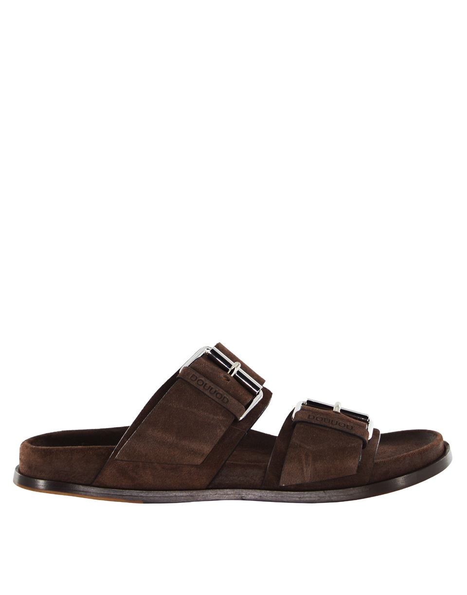 DOUUOD Sandali a Doppia Fascia in Crosta Testa di Moro