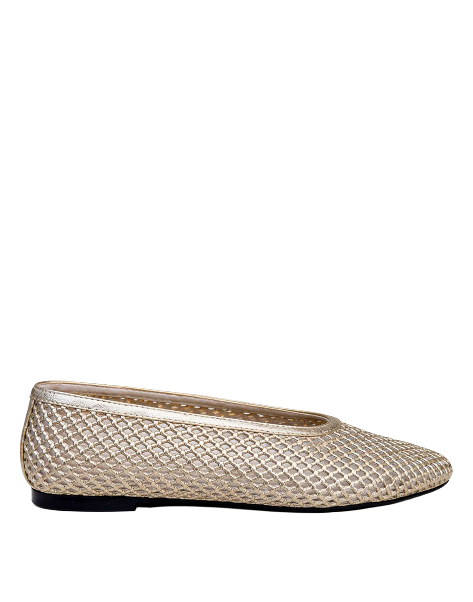 POEVE Ballerine in Pelle Traforata Platino