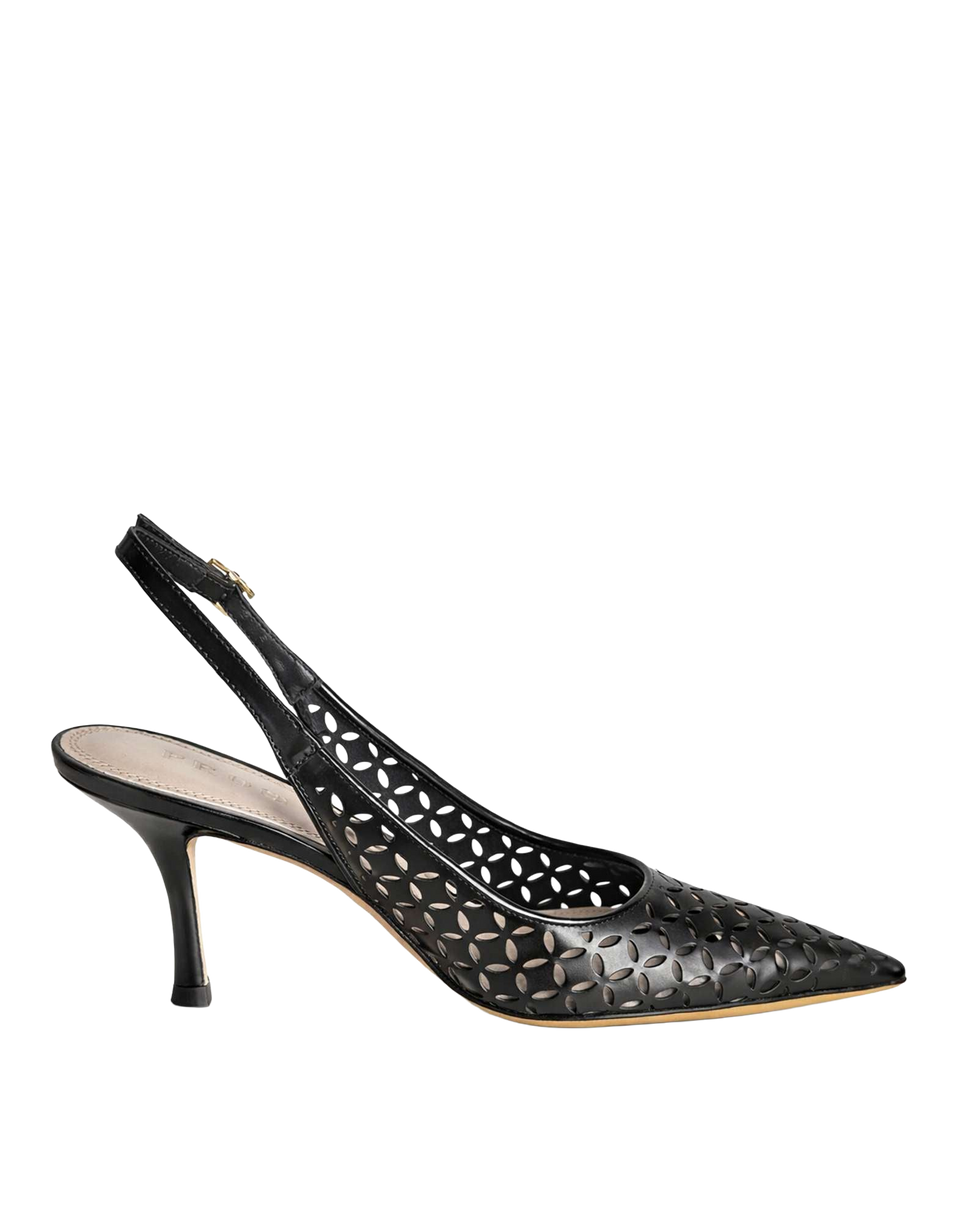 PROSPERINE Slingback in Pelle Spazzolata Traforata Nera