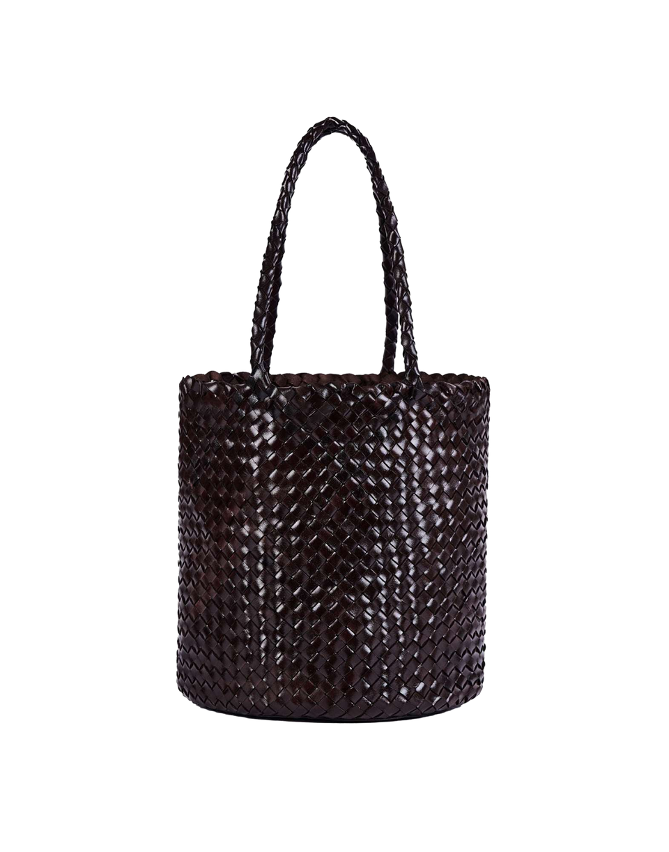 DOUUOD Borsa Secchiello in Pelle Intrecciata Testa Moro