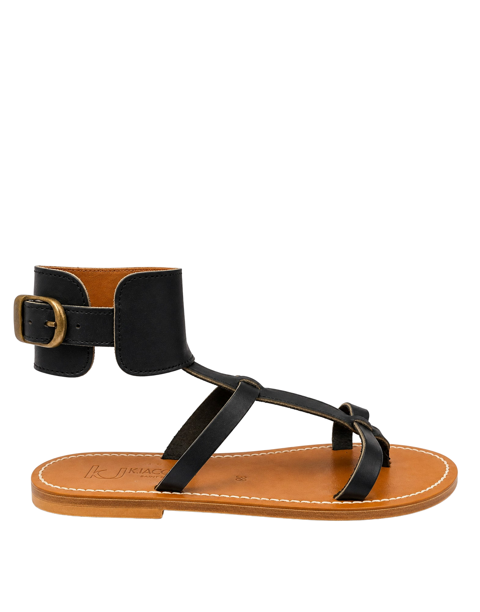 Sandales Caravelle en cuir noir K.JACQUES