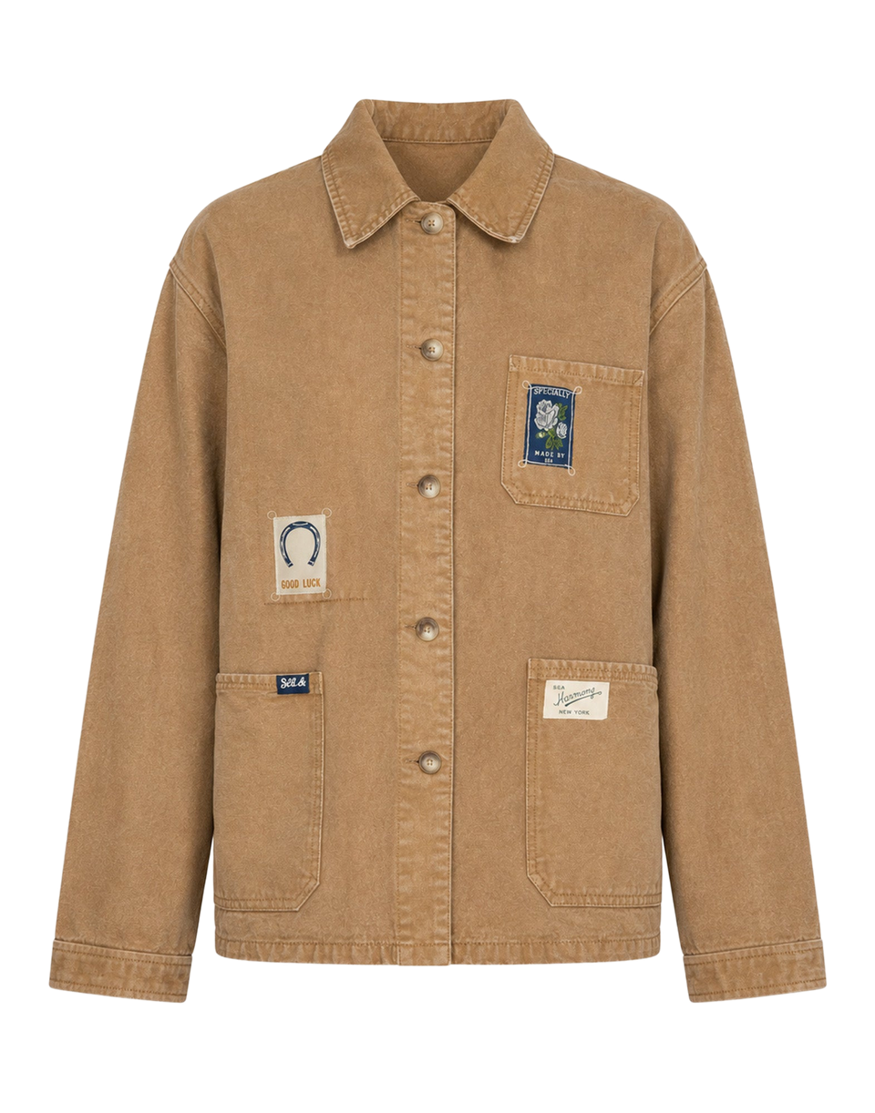 SEA NY Giacca Workwear con Patch Camel