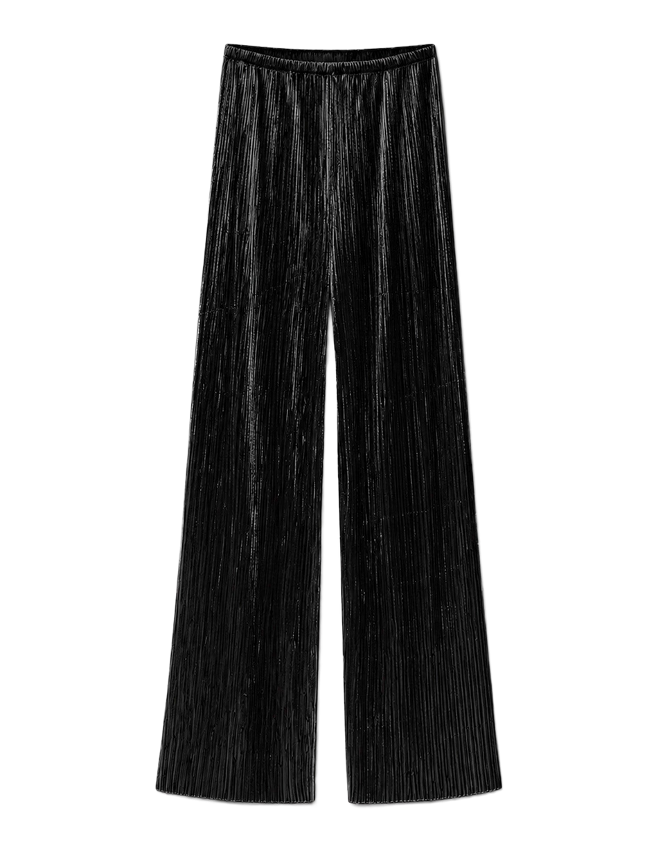 FORTE FORTE Pantalon en jersey plissé effet velours noir