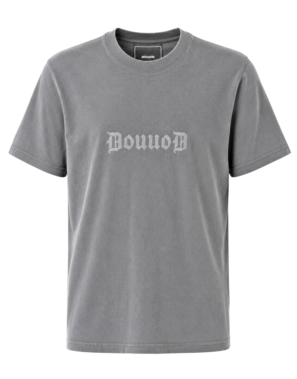 DOUUOD T-shirt in Jersey di Cotone Logo Gotic Dark Grey