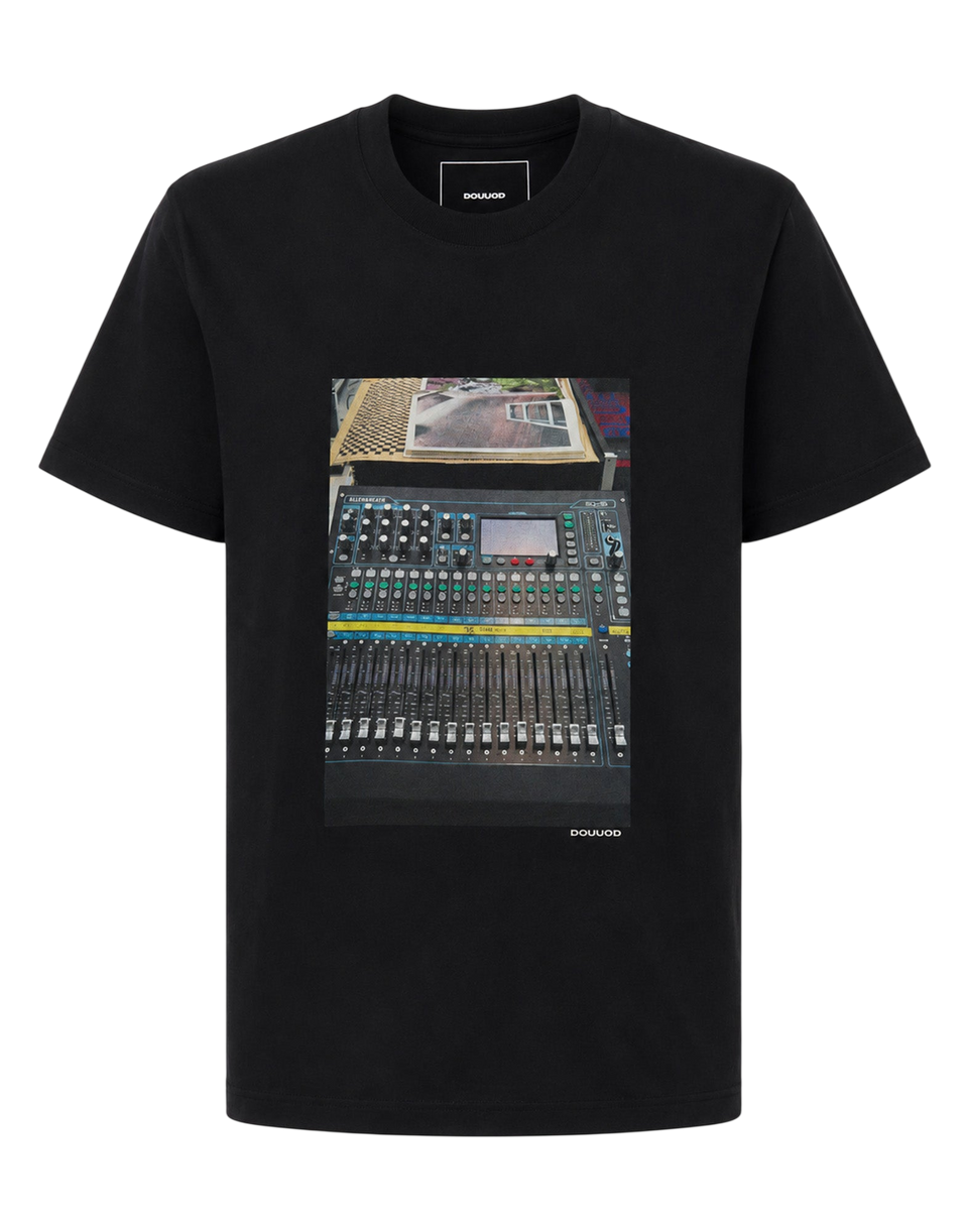 DOUUOD T-shirt in Jersey di Cotone Stampa "Mixer" Nero
