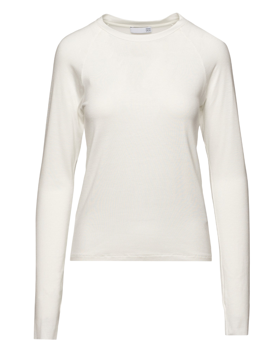DOUUOD Maglia in Jersey di Viscosa Stretch Latte