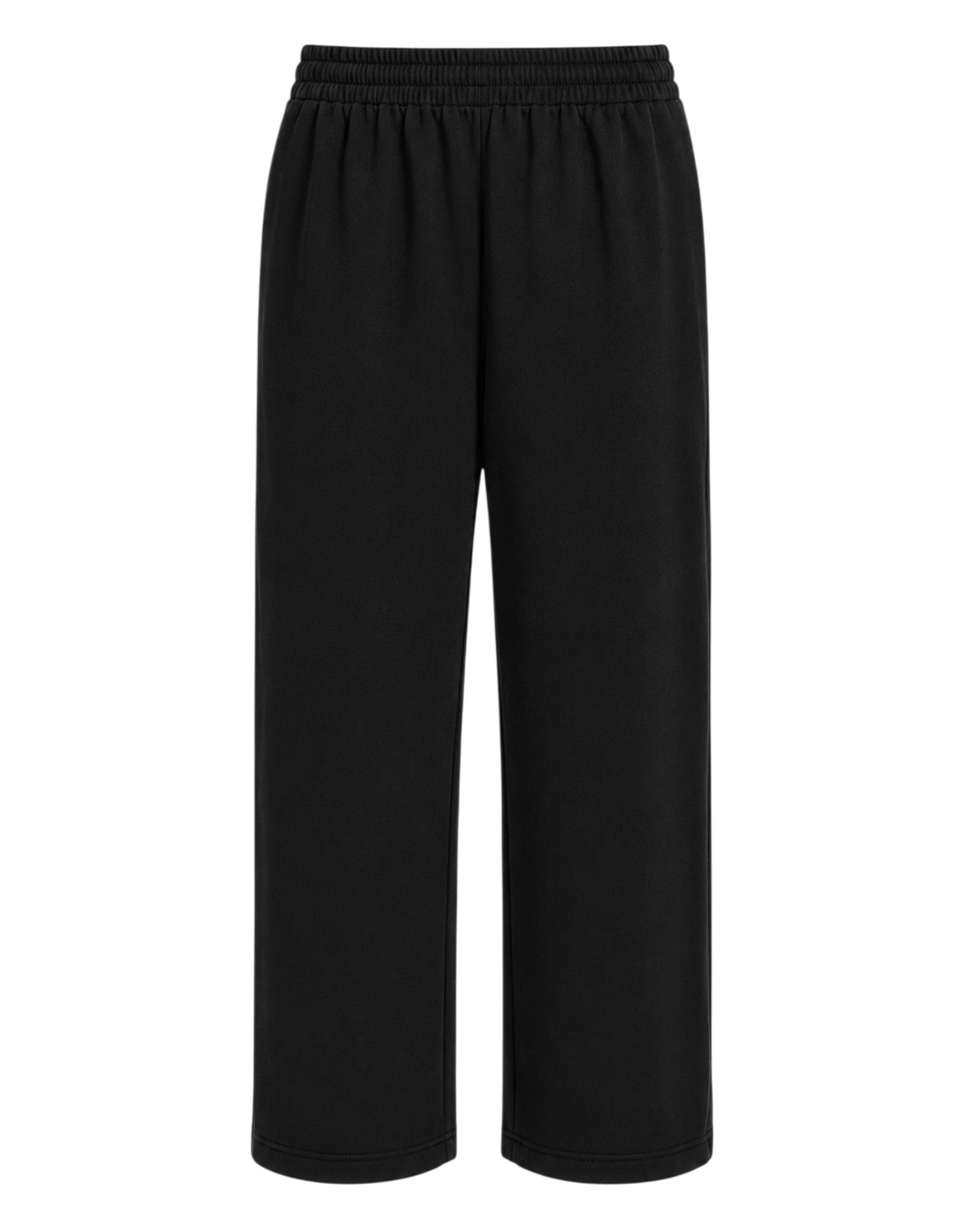 DOUUOD Pantalone con Elastico In Vita in Doppio Crepe Stretch Nero