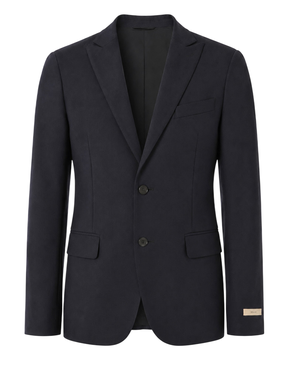 DOUUOD Giacca Monopetto Genderless in Flanella Stretch Blu Abisso