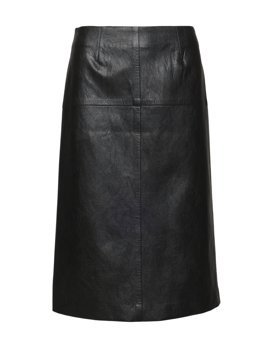 DOUUOD Longuette con Baschina in Ecopelle Old Nero