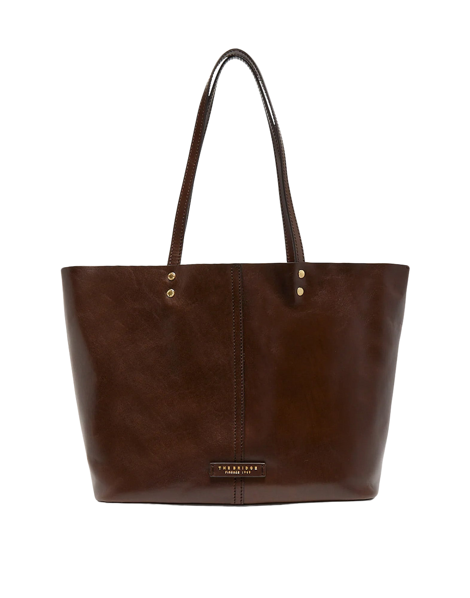 THE BRIDGE Sac Cabas Lisa en Cuir Moka