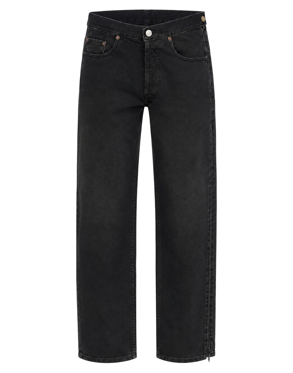Jean en denim noir avec fermeture éclair MM6 MAISON MARGIELA