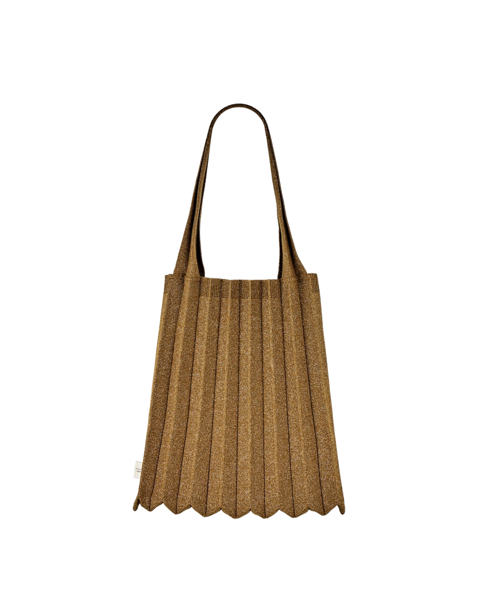 PLEATSMAMA Sac à bandoulière New Shoulder Bag Plissè Glitter Camel