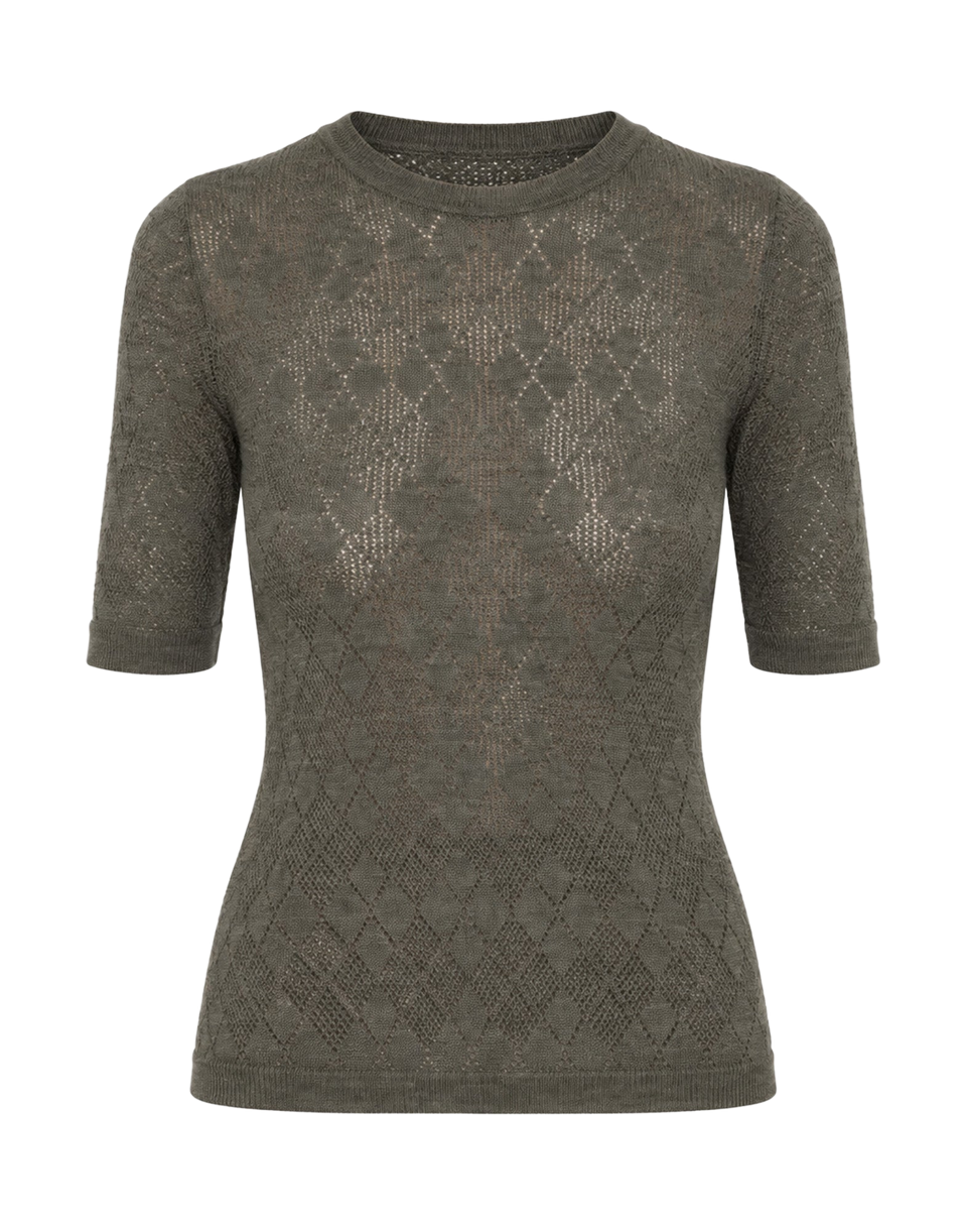 SEA NY Maglia Argyle in Lana Merino Salvia