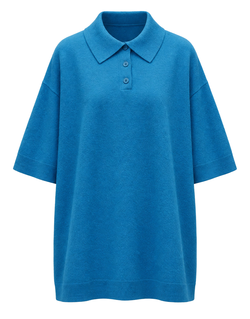 ERIKA CAVALLINI Polo oversize en laine vierge Bleu Royal