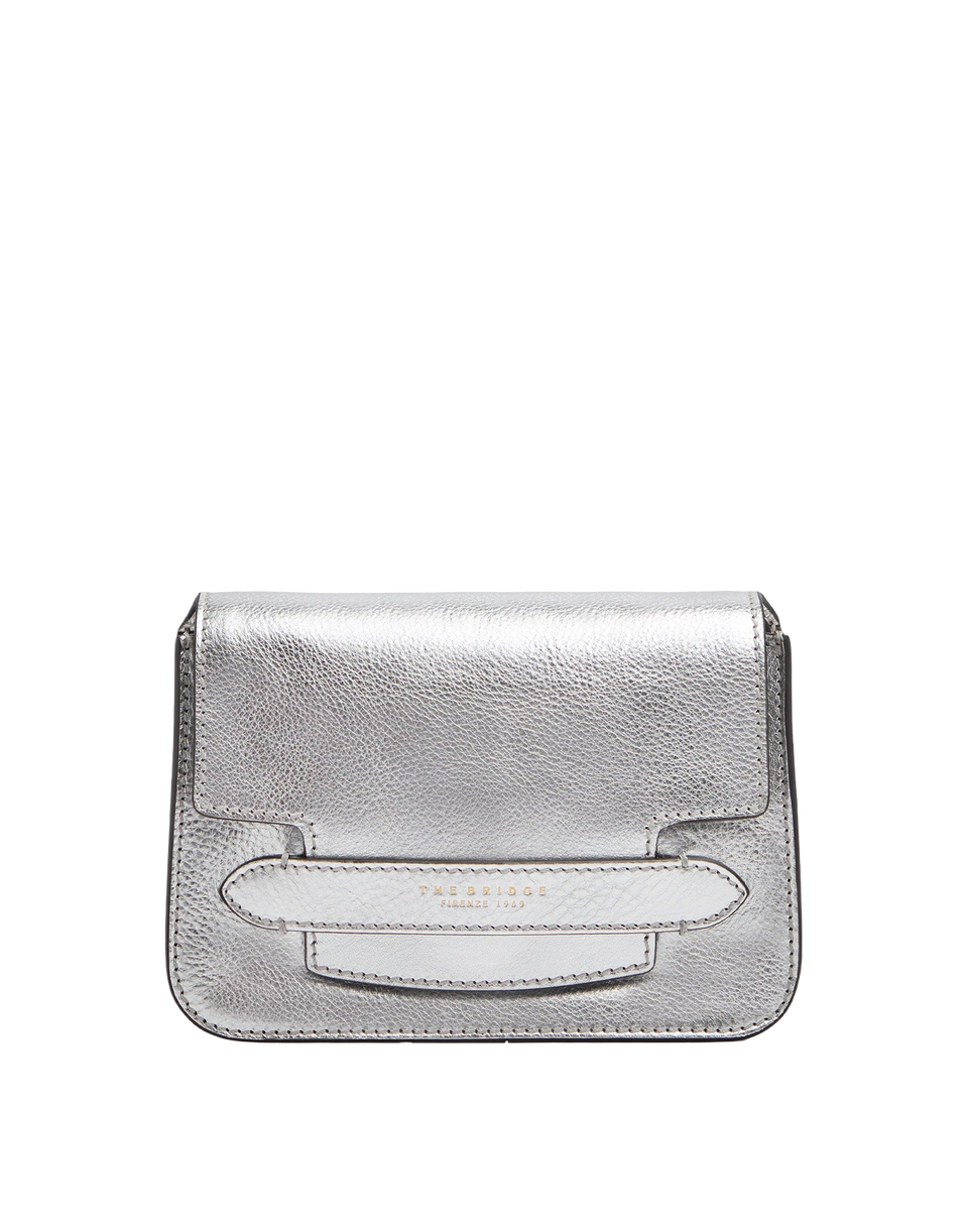 THE BRIDGE Borsa a Tracolla Lucrezia in Pelle Laminata Silver