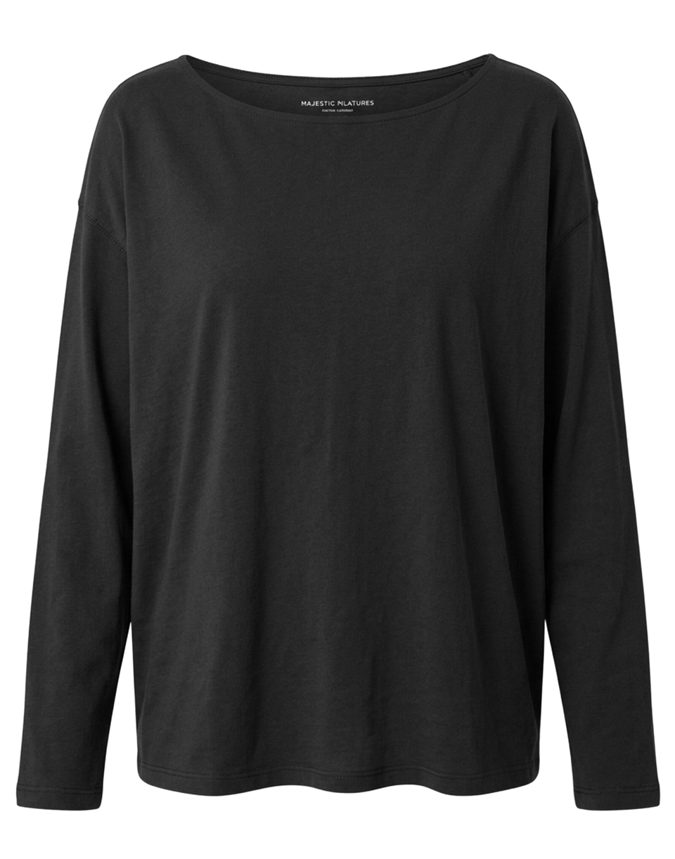 MAJESTIC FILATURES T-Shirt a Maniche Lunghe in Cotone Organico Deluxe Noir