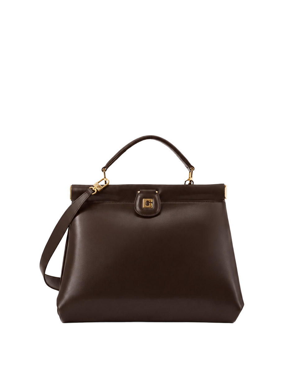 GHERARDINI Borsa Dodici Dodici 1959 in Pelle Di Vitello Testa di Moro