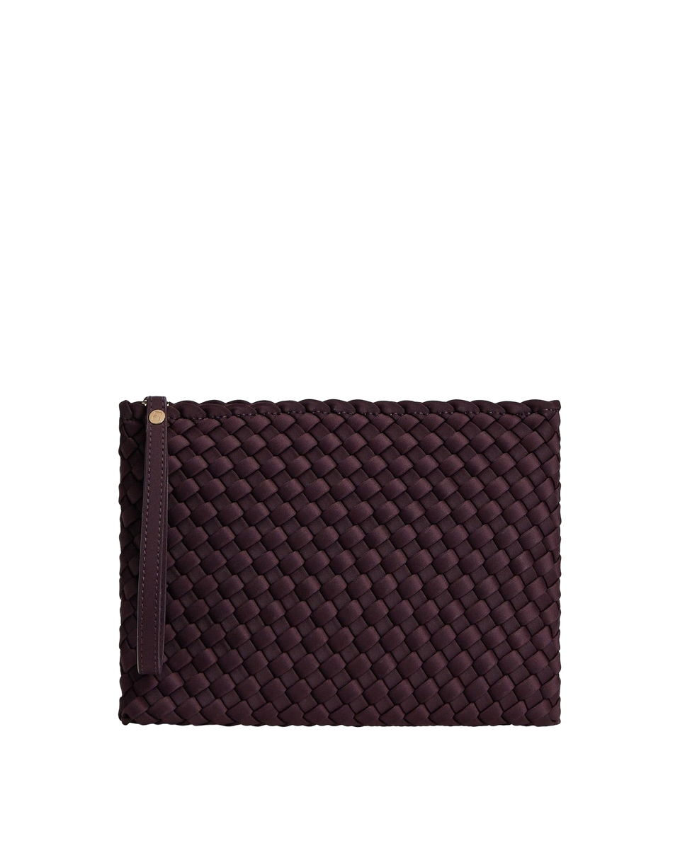 MARREA Pochette Clutch in Neoprene Intrecciato Aubergine