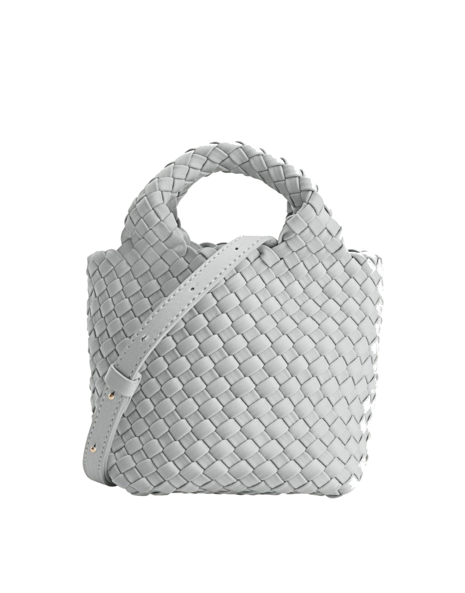 MARREA Borsa a Mano Mini in Neoprene Intrecciato Silver Seashell