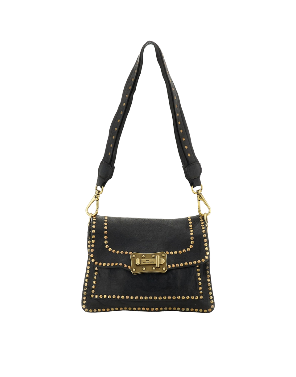 CAMPOMAGGI Borsa a Tracolla Agnese in Pelle con Borchie Nero