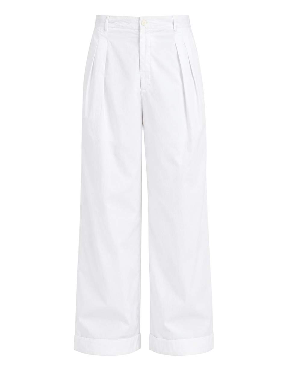 ANTIK BATIK Pantaloni Taylora in Popeline di Cotone Bianco