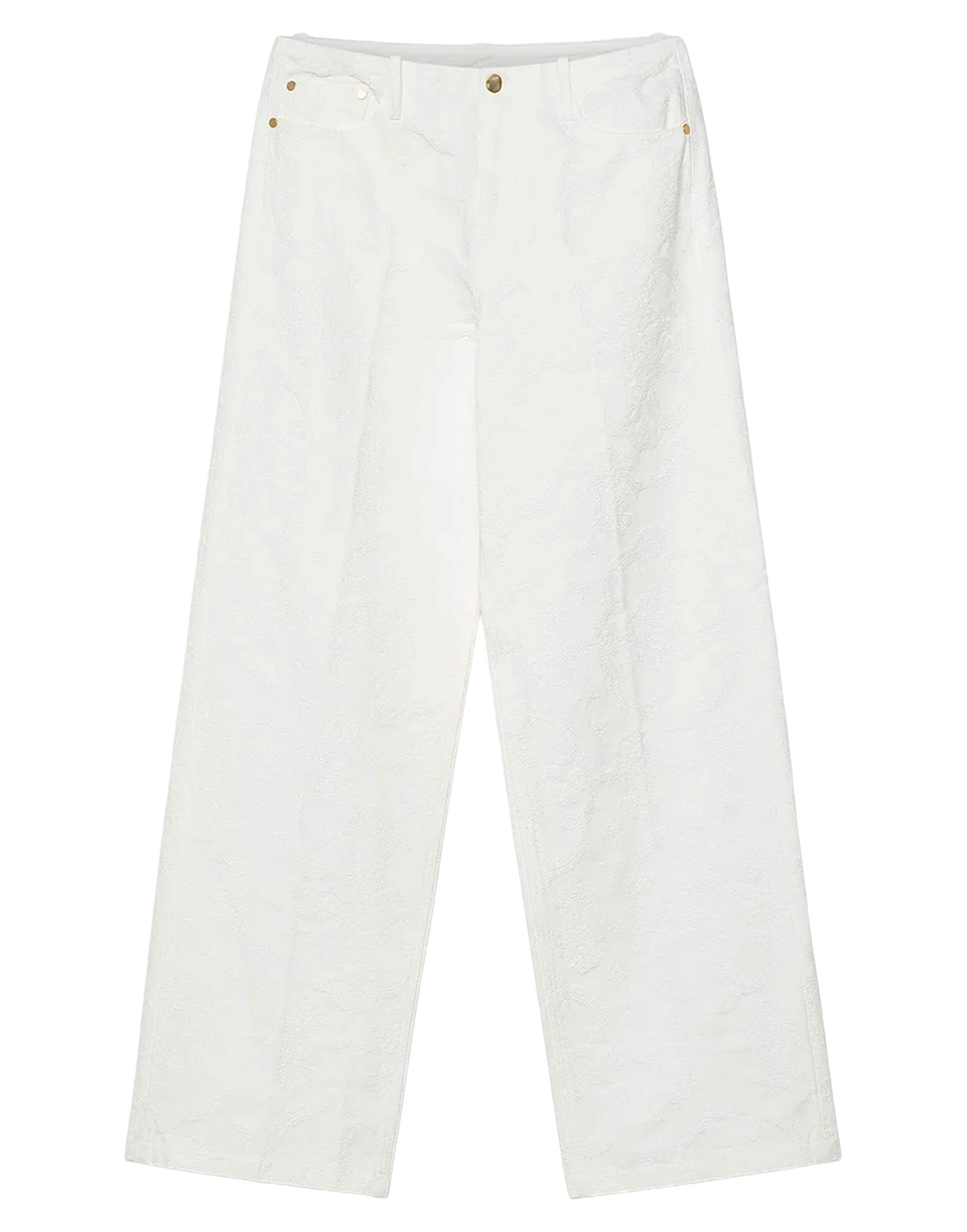FORTE FORTE Pantaloni Arabesque in Jacquard di Cotone Crystal