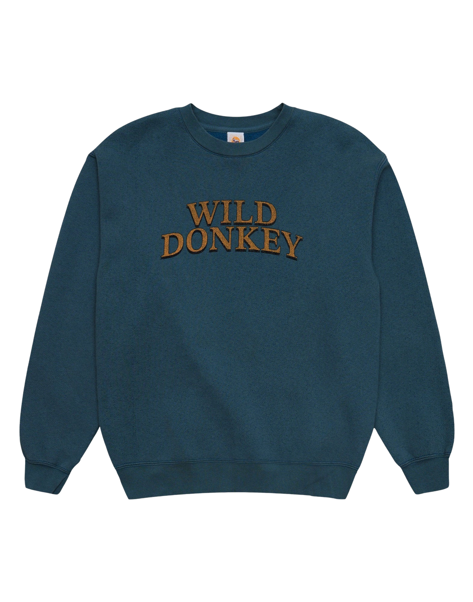 WILD DONKEY Felpa Girocollo Spinach Blu Vintage