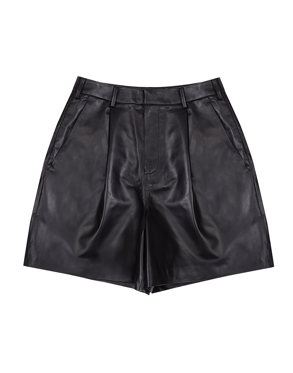 VIS A VIS Shorts in Pelle con Pence Neri