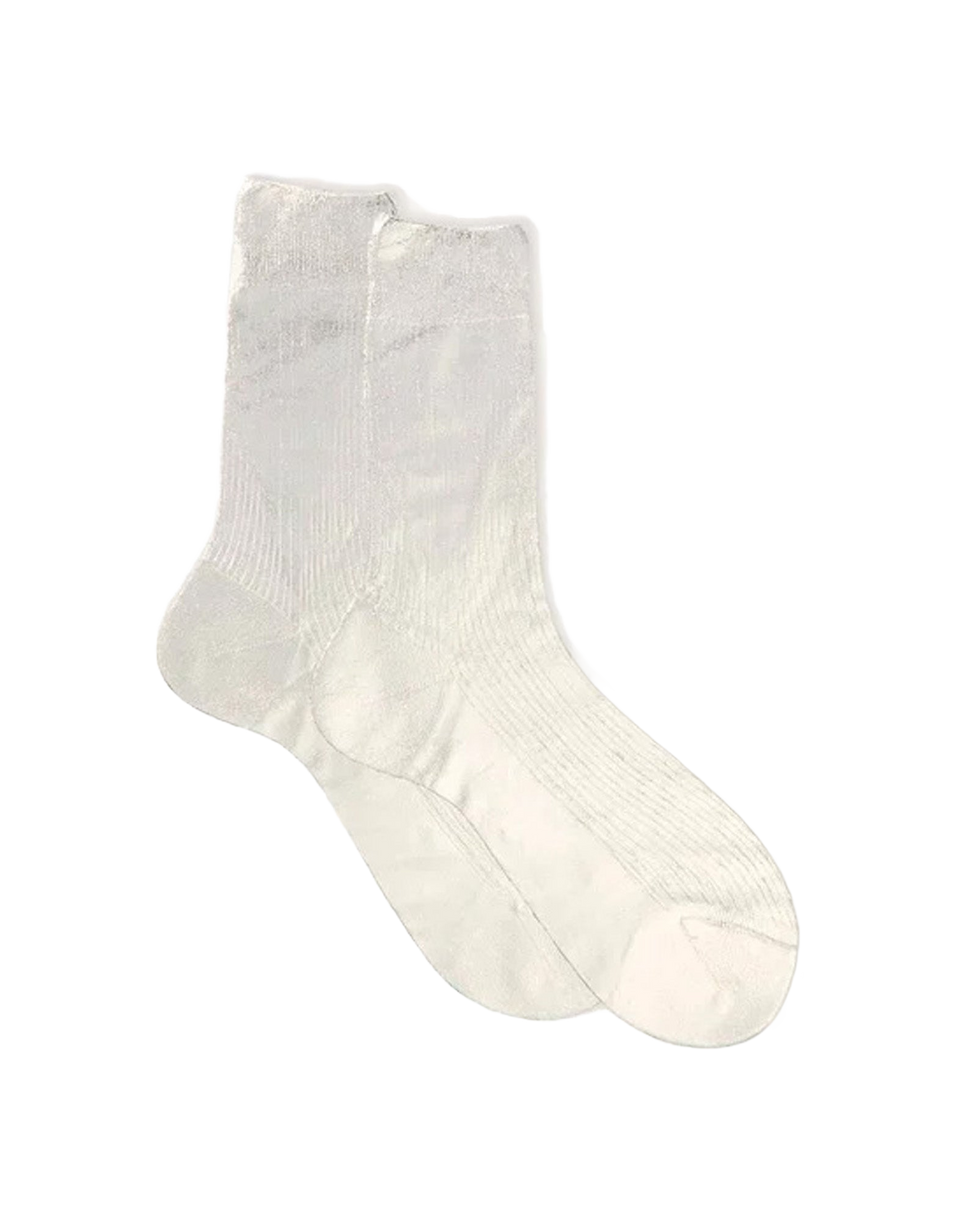 MARIA LA ROSA Calzini One Ribbed Laminated in Seta Silver
