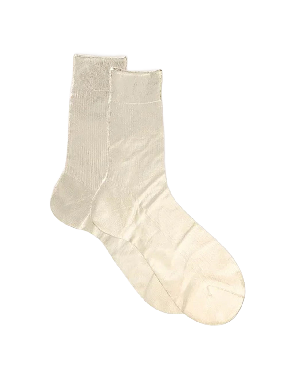 MARIA LA ROSA Calzini One Ribbed Laminated in Seta Platino