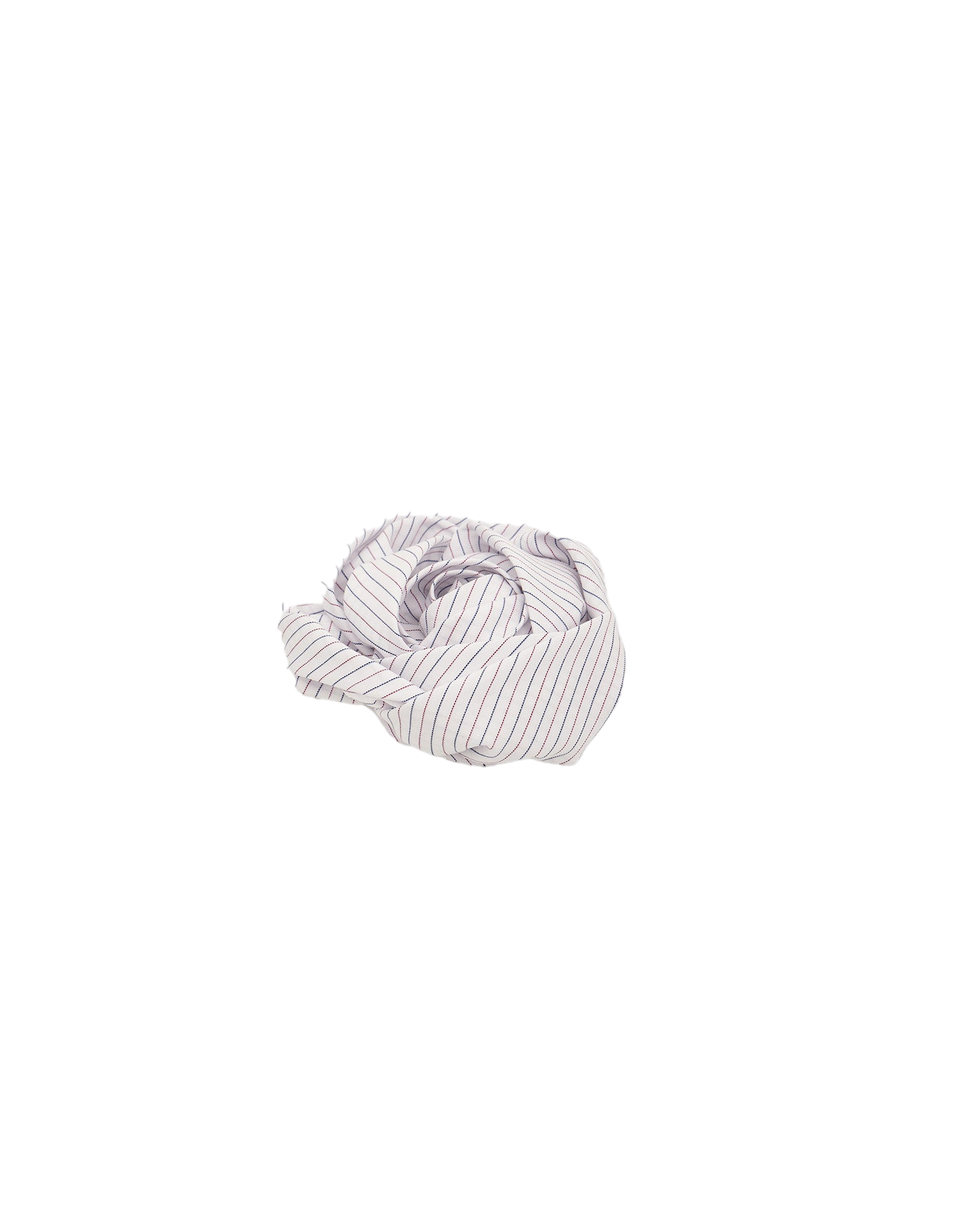 DOUUOD Spilla a Fiore in Popeline Rigato Bianco/Bordeaux/Blu