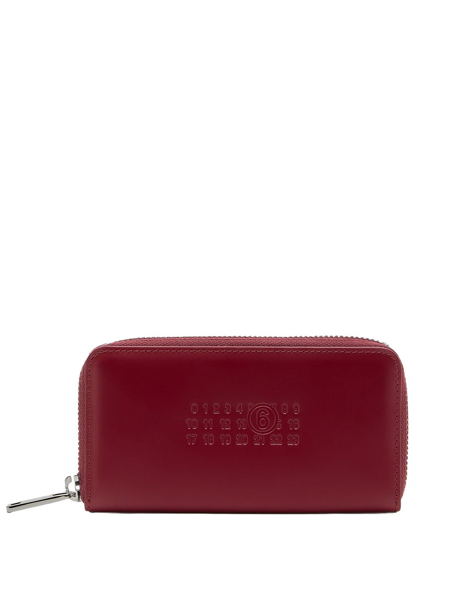 MM6 MAISON MARGIELA Portafoglio Numeric con Zip in Pelle Tawny Red